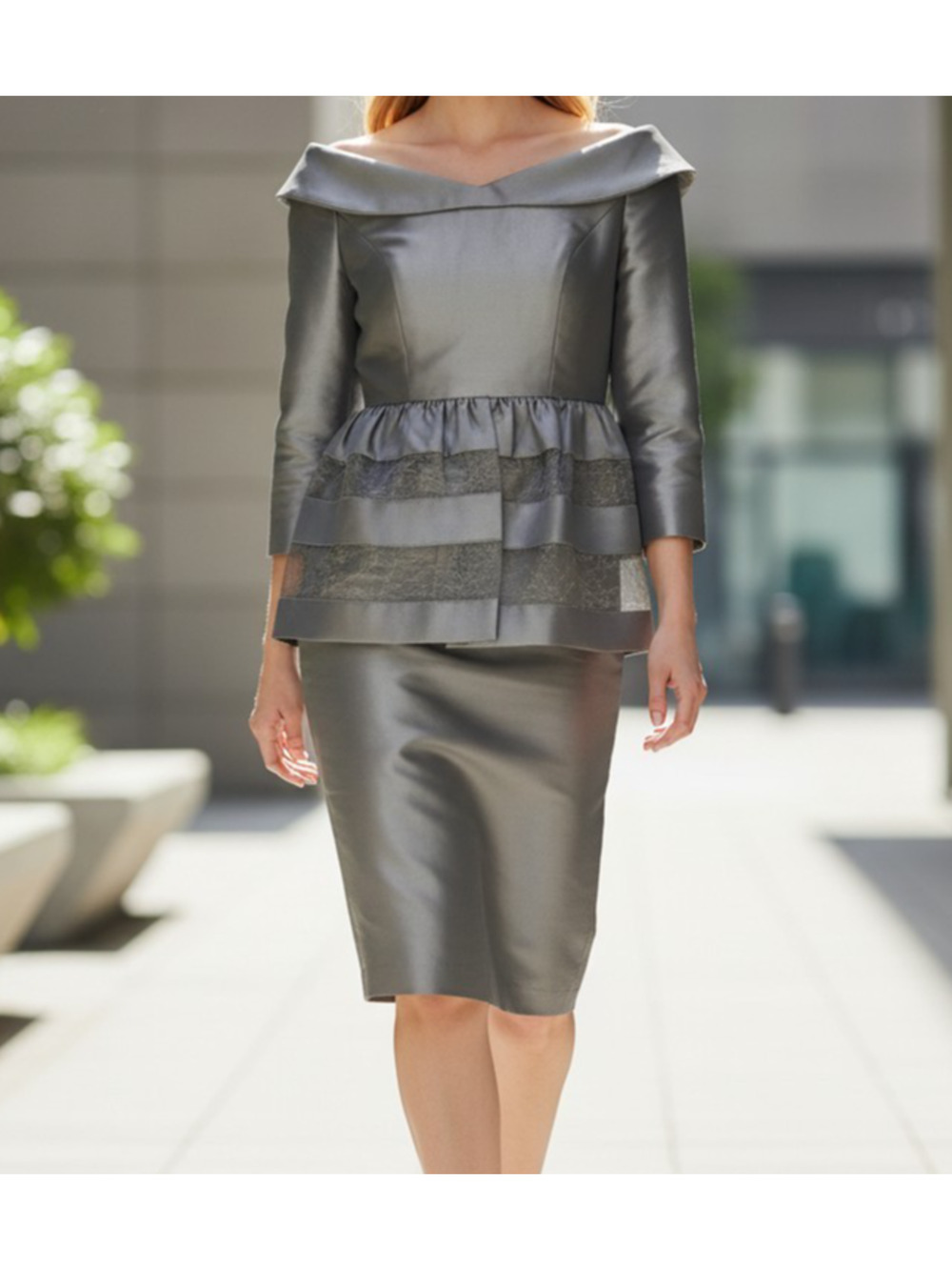 Especially Yours EY Boutique Silver Peplum Layered Dress Size 12 New With Tag
